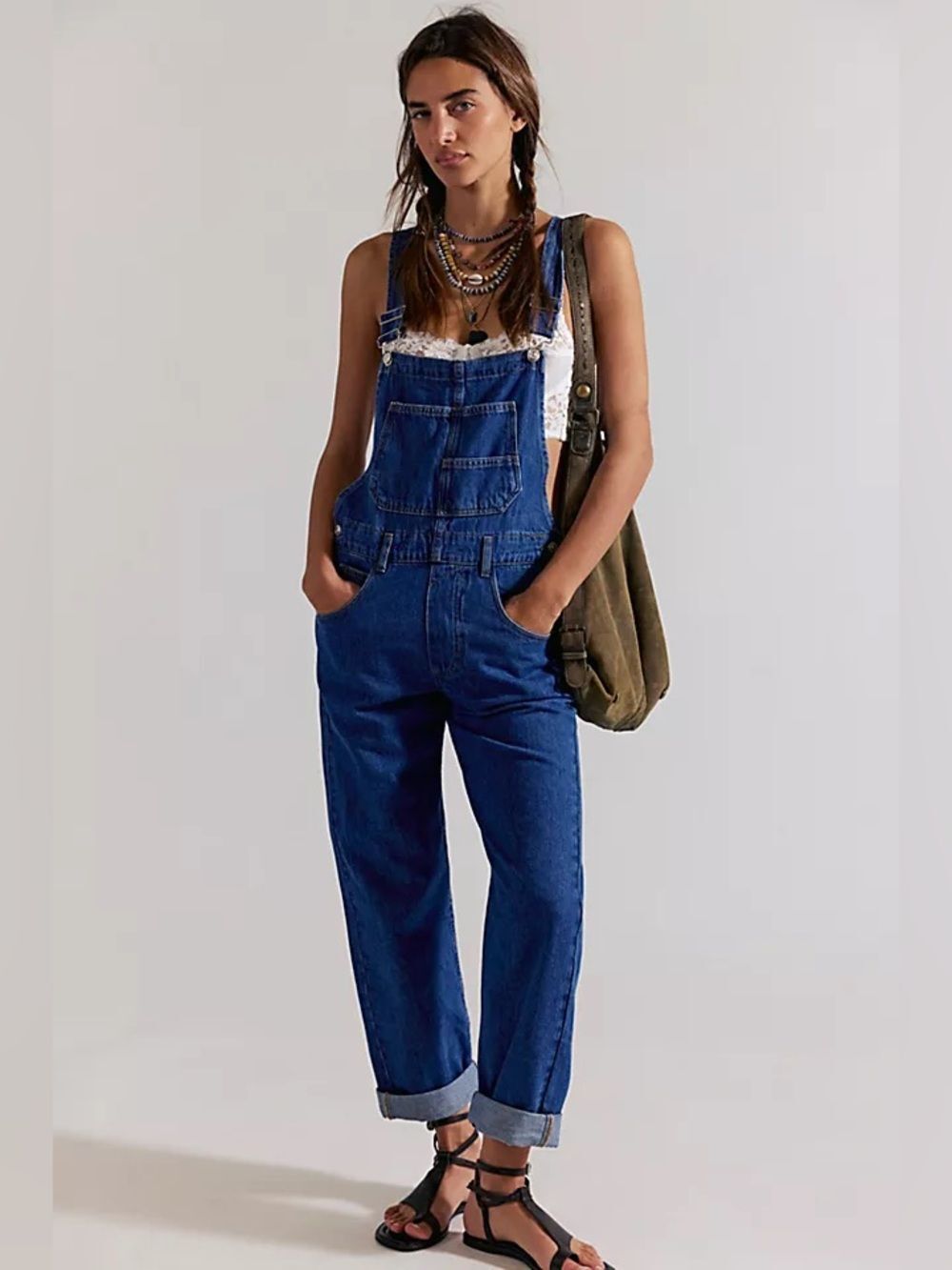 We The Free Ziggy Denim Overalls - Free People - Color: Sapphire Blue in Large